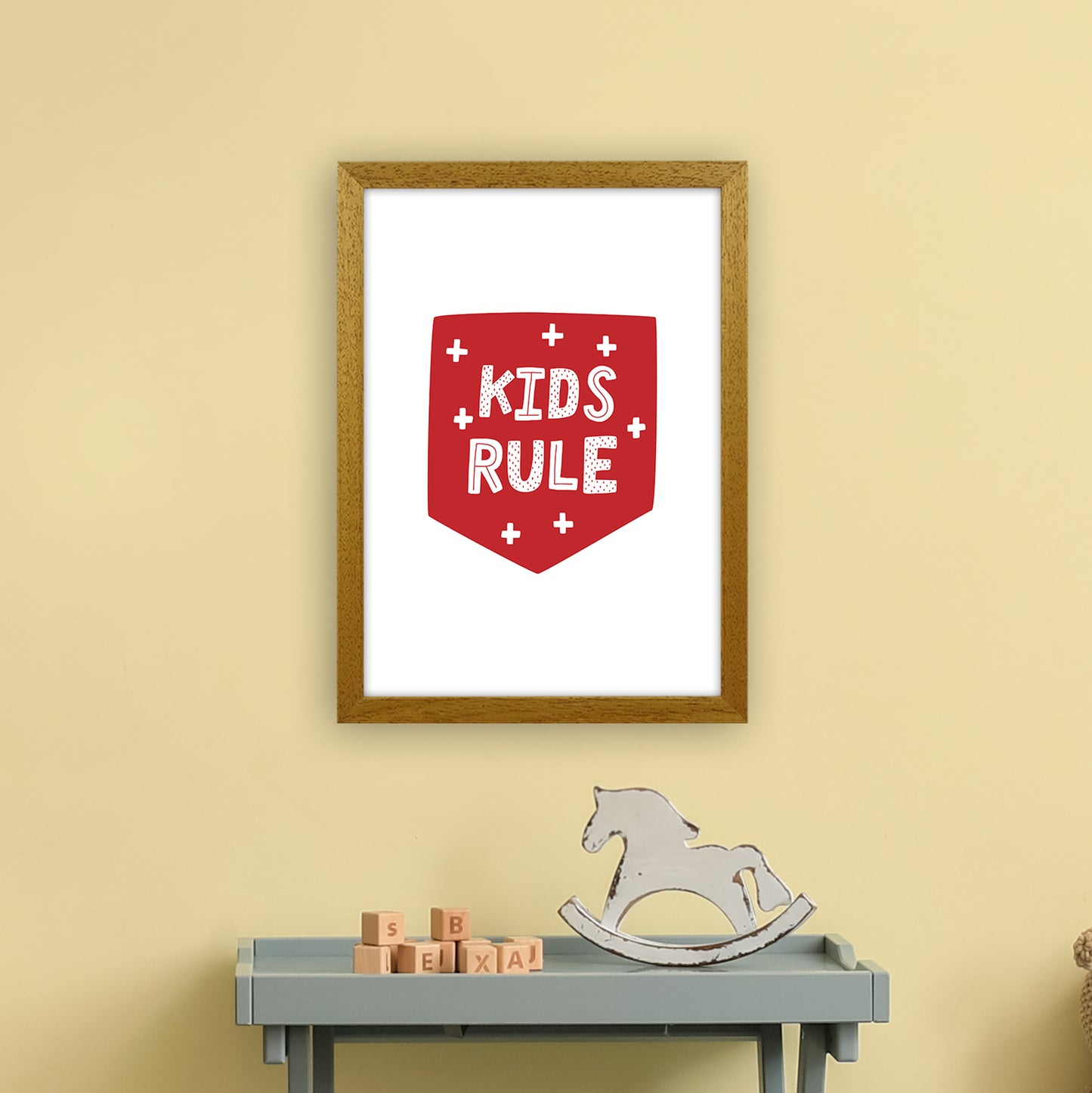 Kids Rule Red Super Scandi Art Print by Pixy Paper A3 Print Only