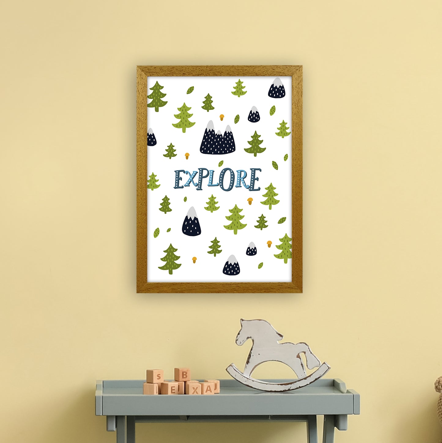 Little Explorer Trees Blue Art Print by Pixy Paper A3 Print Only