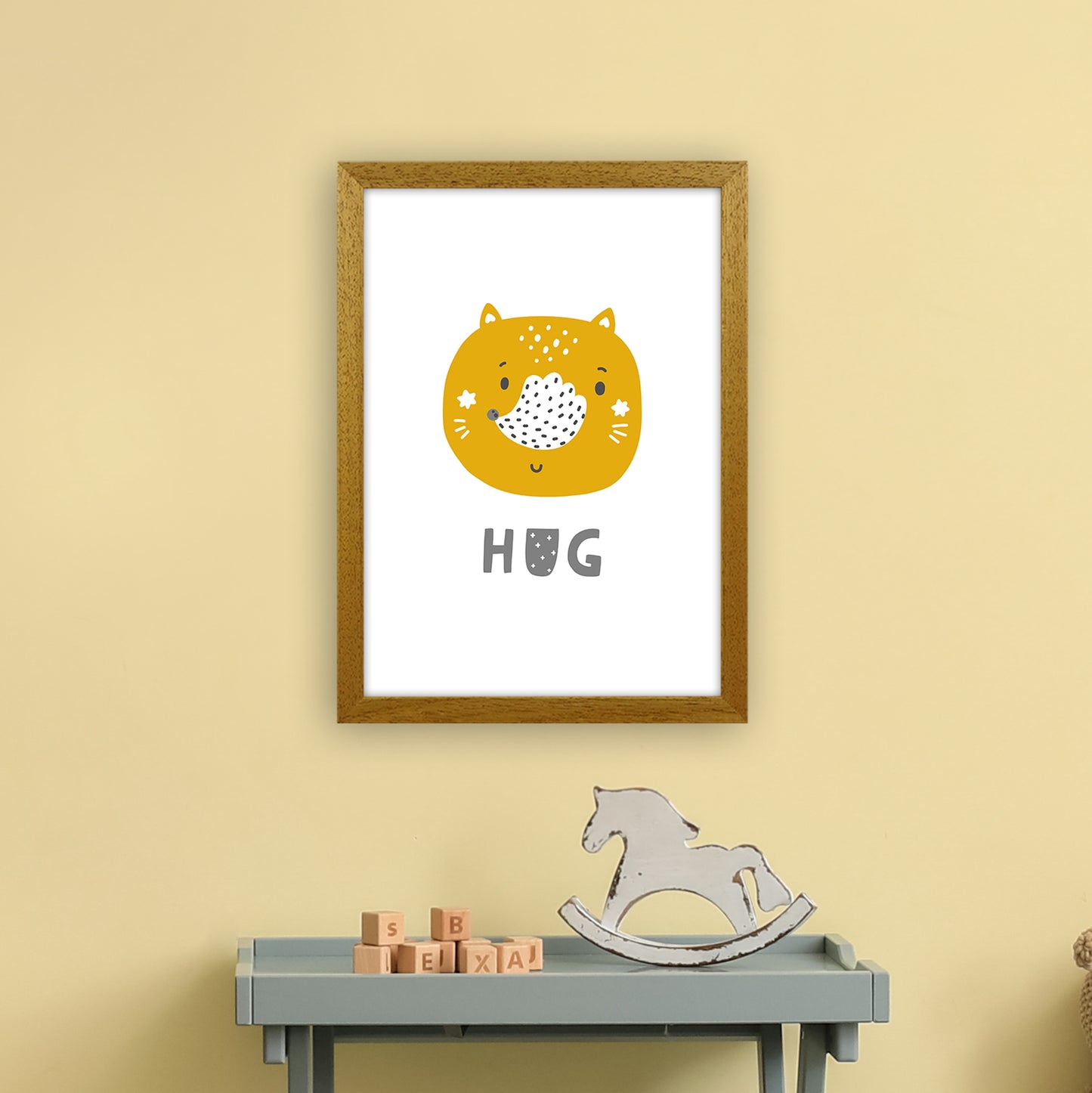 Fox Hug Super Scandi Grey Art Print by Pixy Paper A3 Print Only