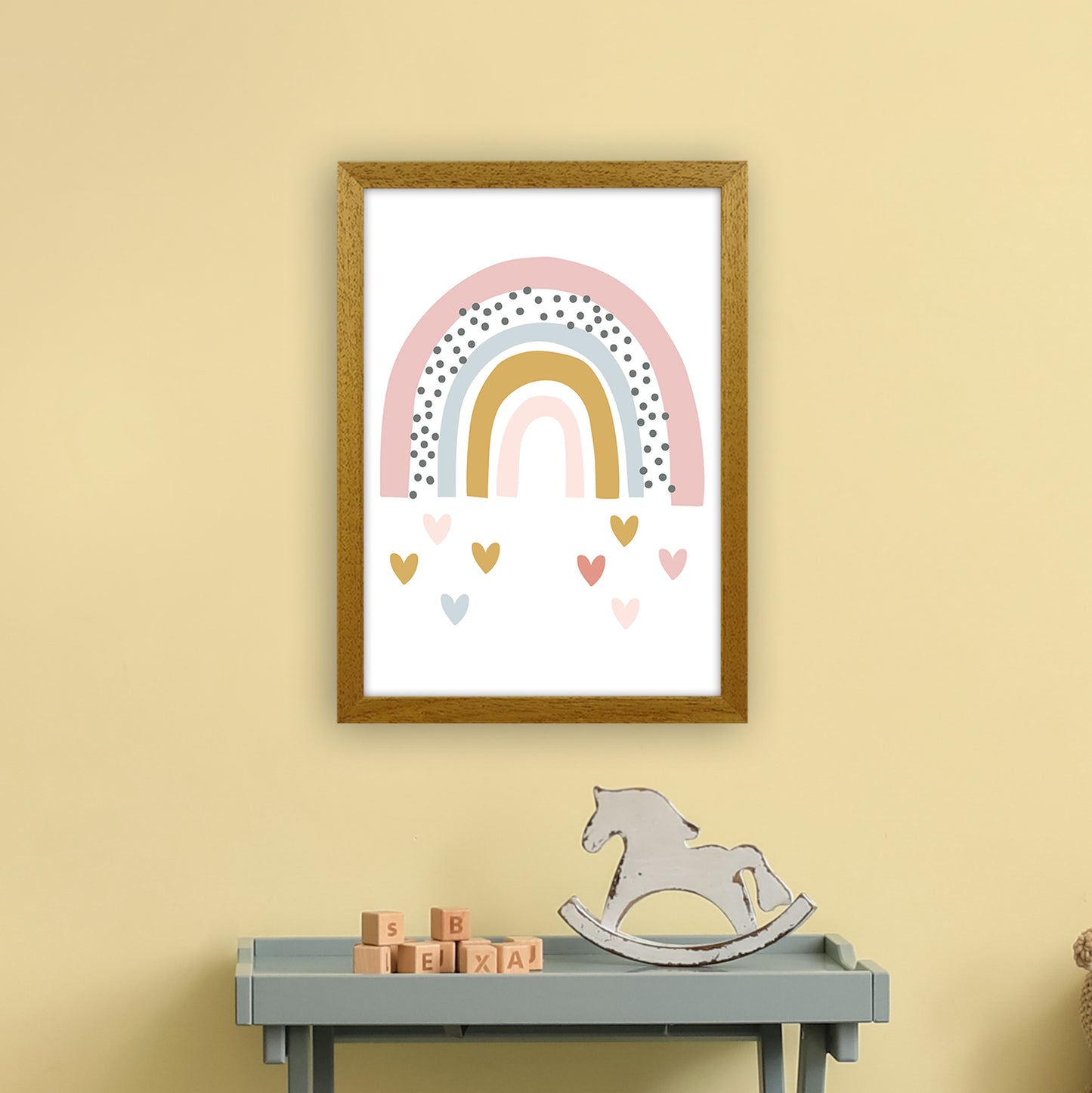 Rainbow With Heart Drops Art Print by Pixy Paper A3 Print Only