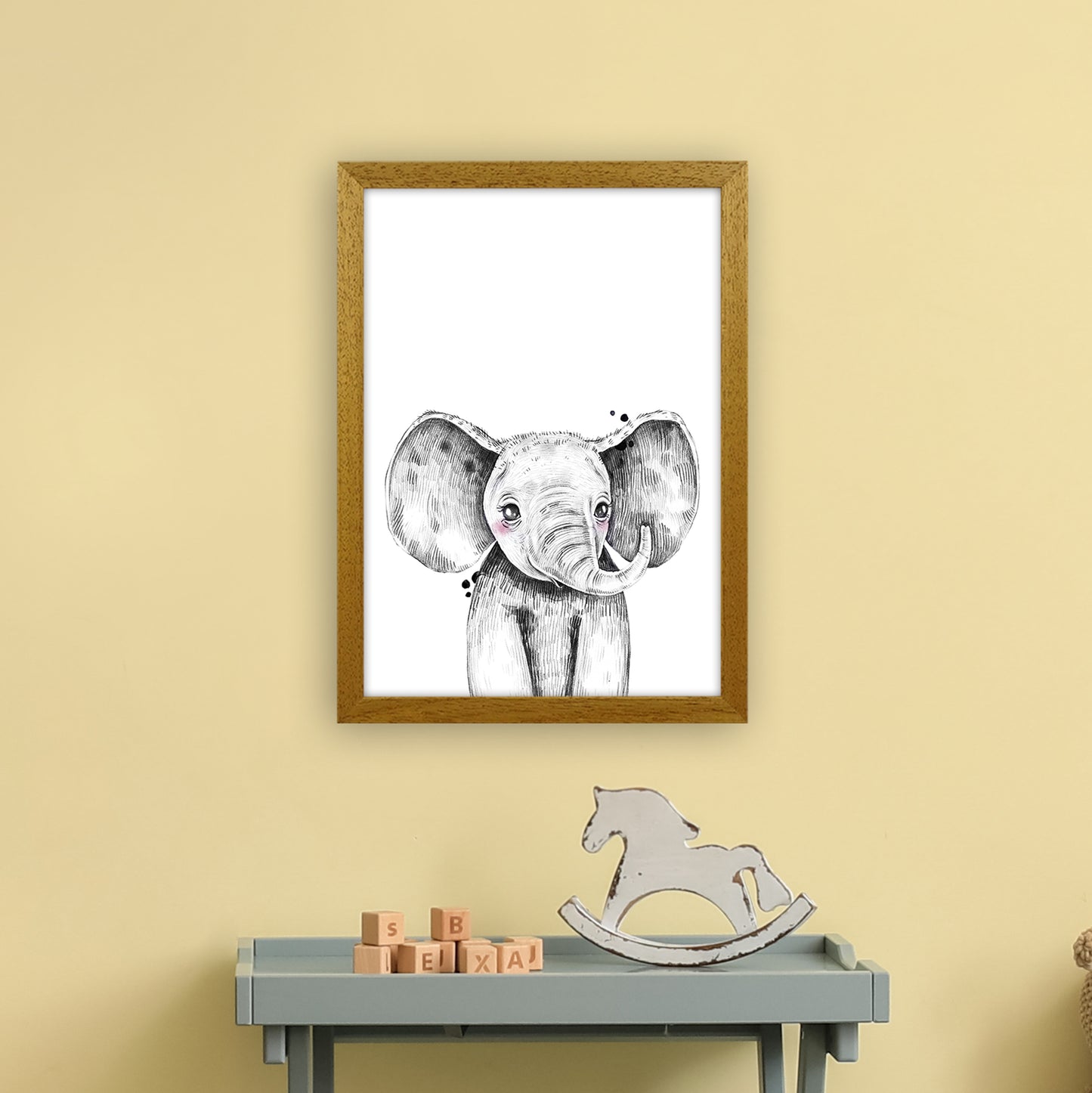 Safari Babies Elephant Art Print by Pixy Paper A3 Print Only