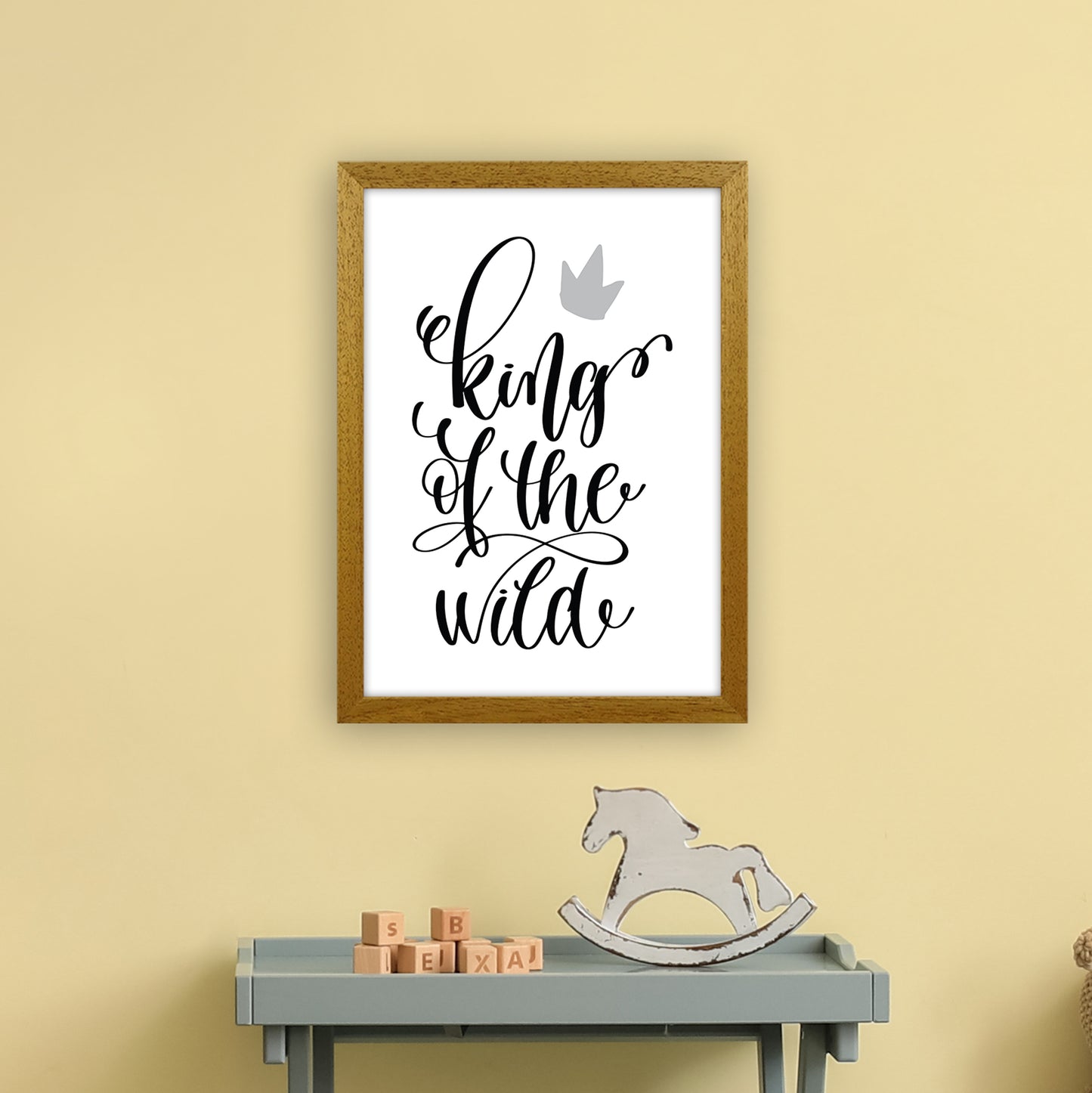 King Of The Wild Black Art Print by Pixy Paper A3 Print Only