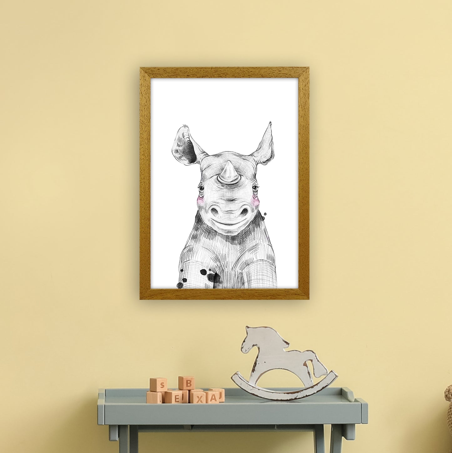 Safari Babies Rhino Art Print by Pixy Paper A3 Print Only