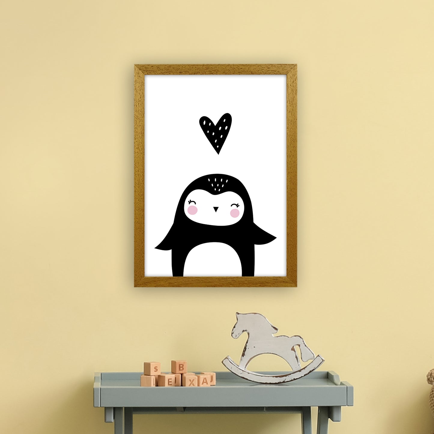 Penguin With Heart Art Print by Pixy Paper A3 Print Only