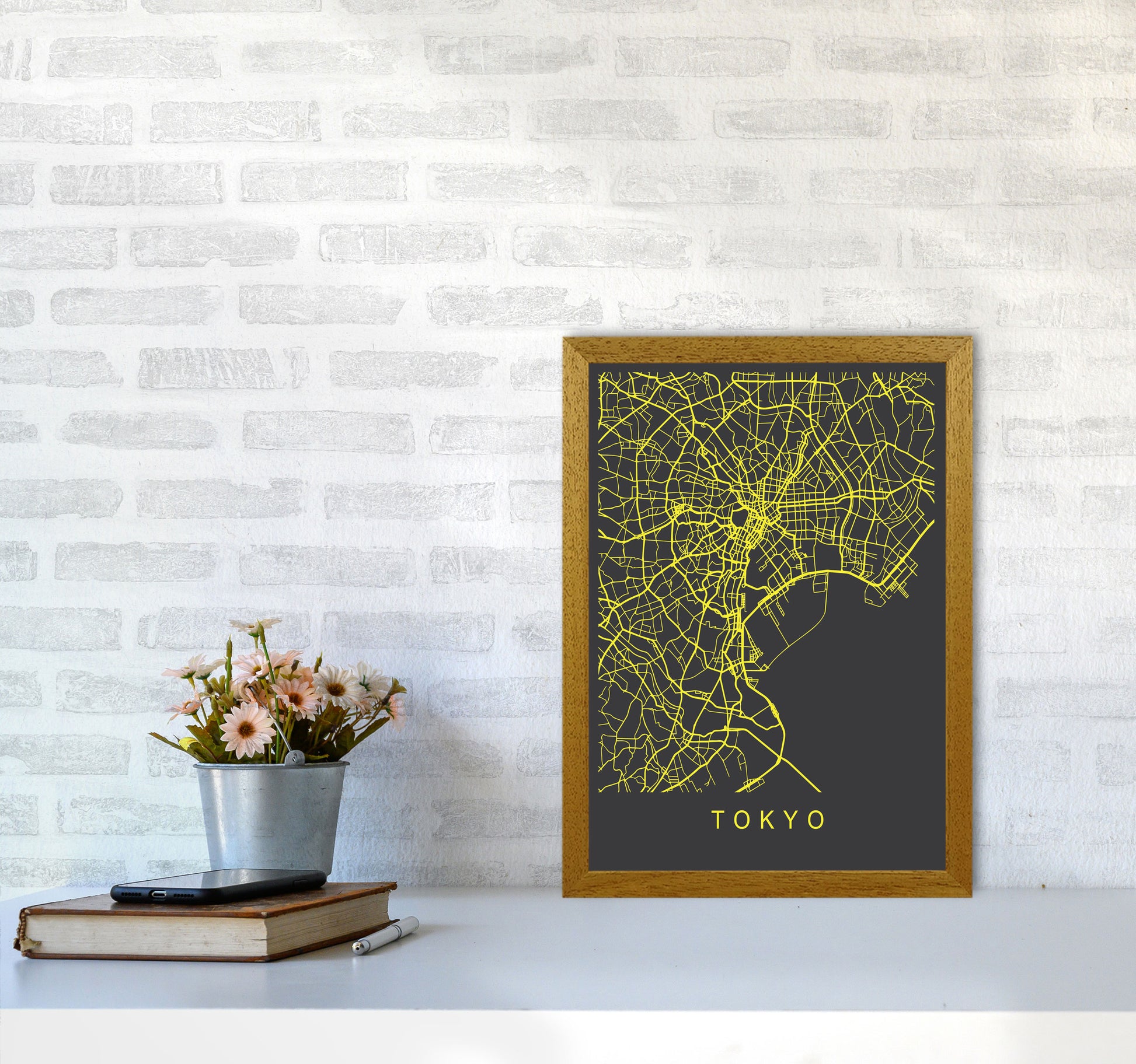Tokyo Map Neon Art Print by Pixy Paper A3 Print Only