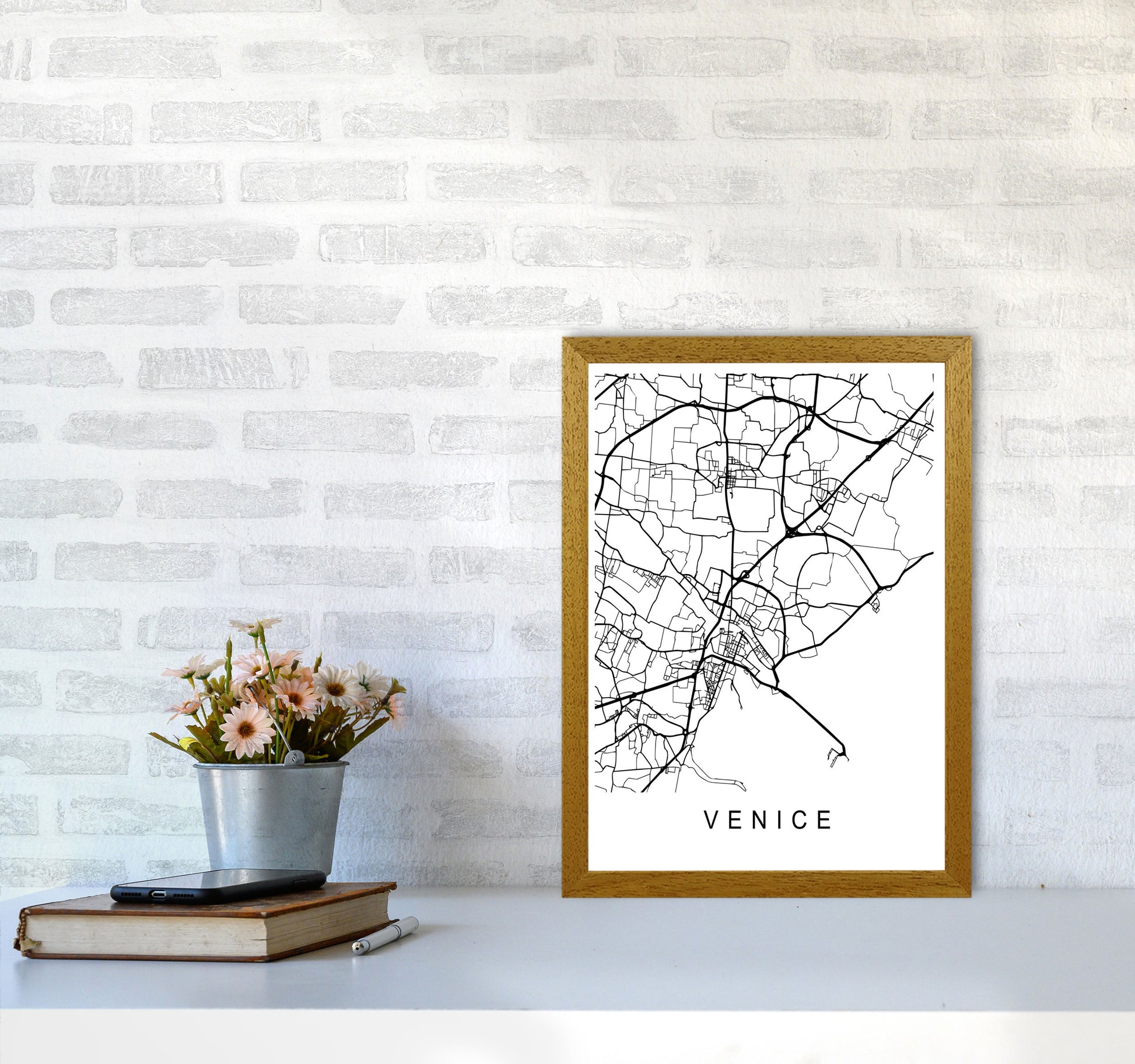 Venice Map Art Print by Pixy Paper A3 Print Only