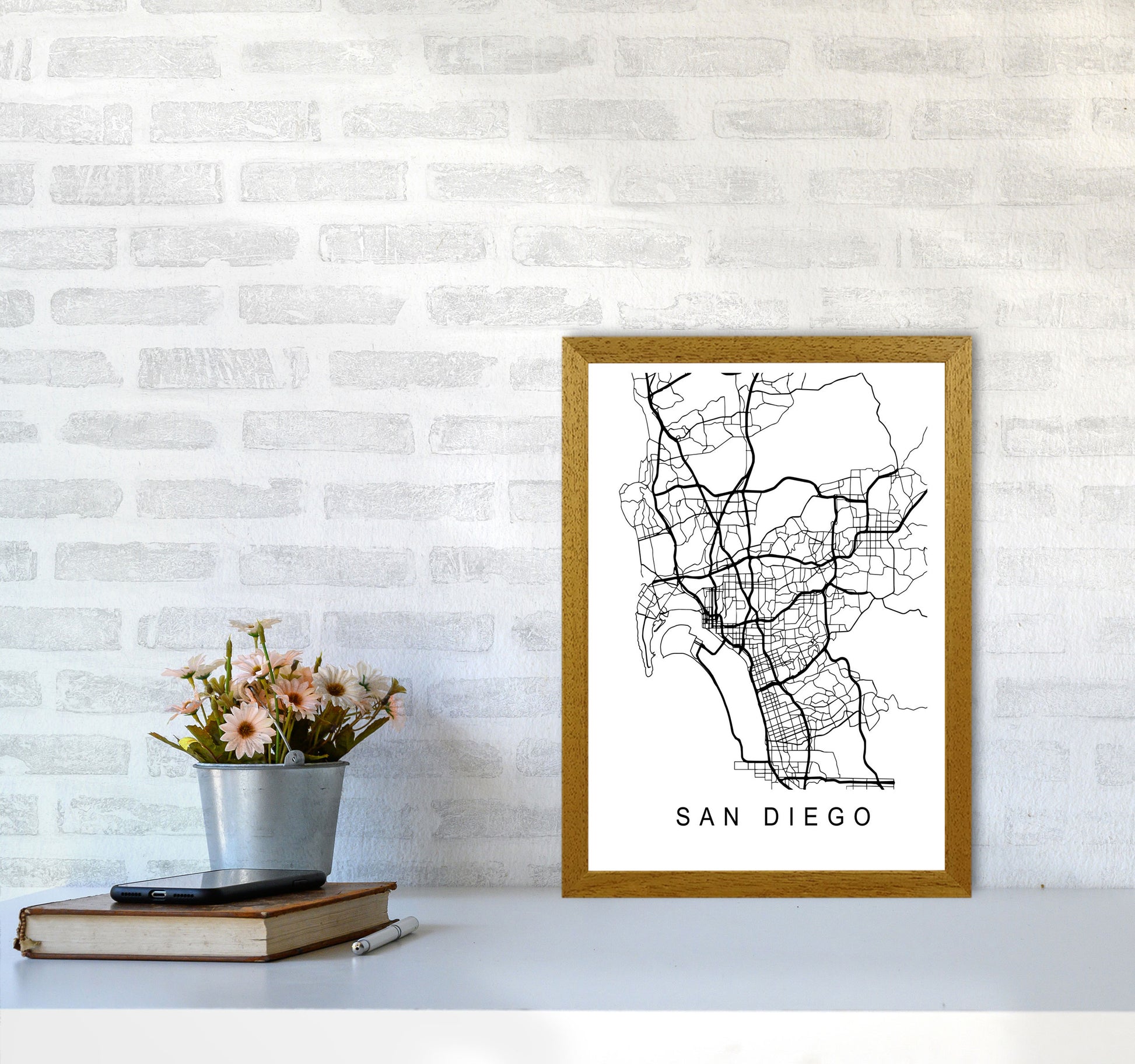 San Diego Map Art Print by Pixy Paper A3 Print Only