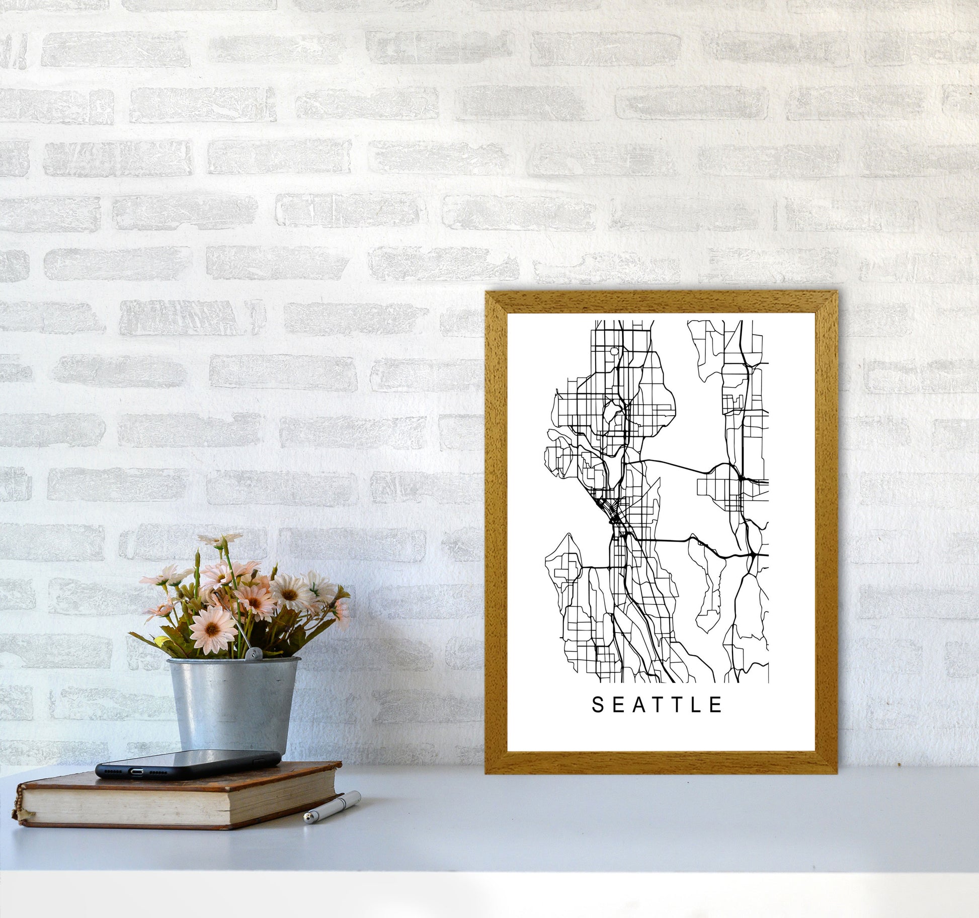 Seattle Map Art Print by Pixy Paper A3 Print Only