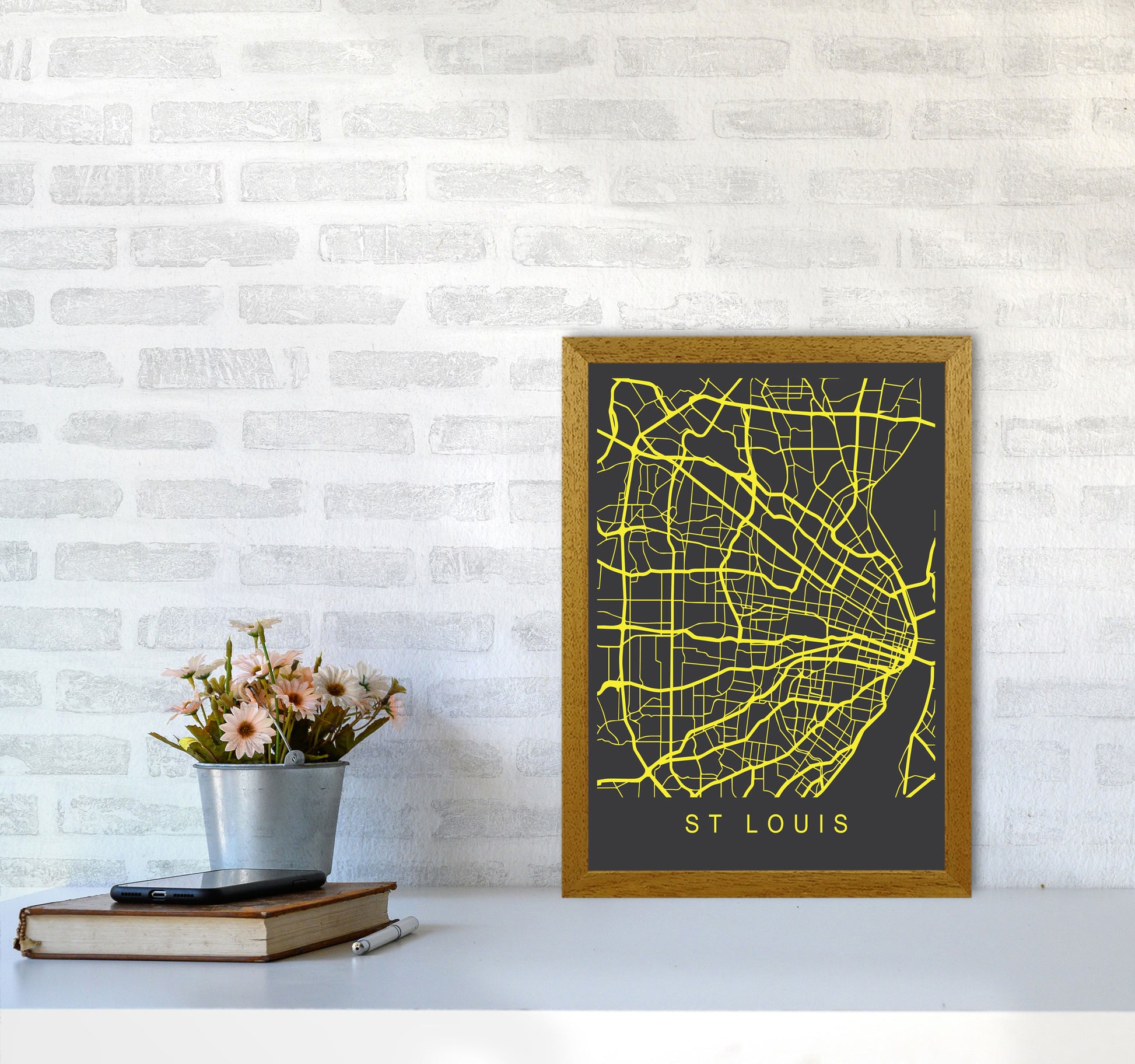 St Louis Map Neon Art Print by Pixy Paper A3 Print Only