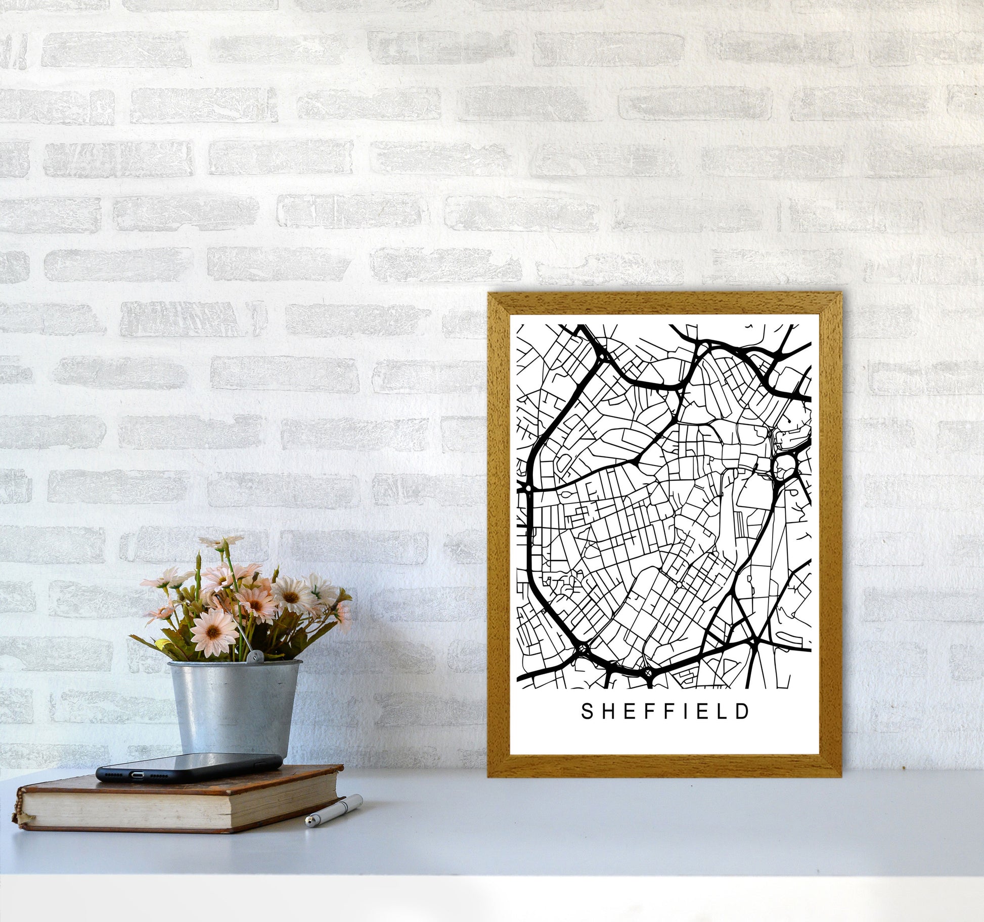Sheffield Map Art Print by Pixy Paper A3 Print Only