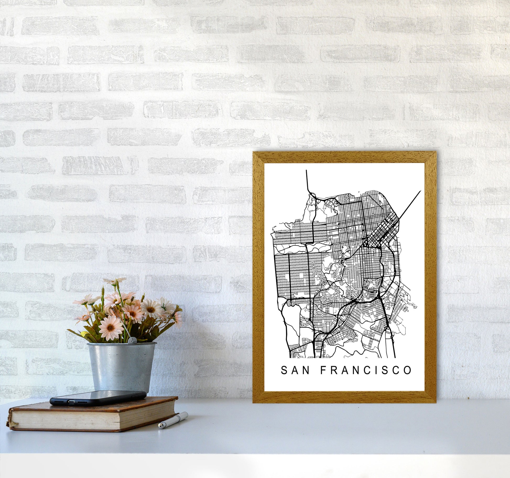 San Francisco Map Art Print by Pixy Paper A3 Print Only