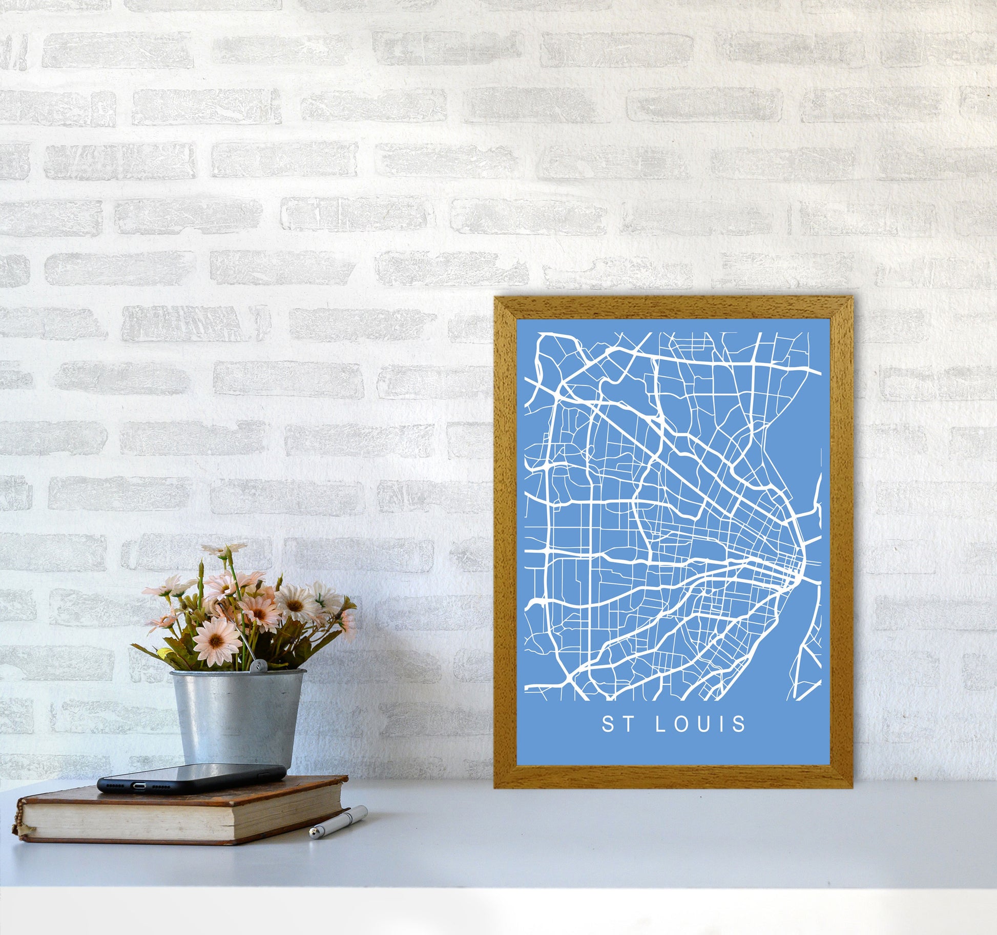 St Louis Map Blueprint Art Print by Pixy Paper A3 Print Only
