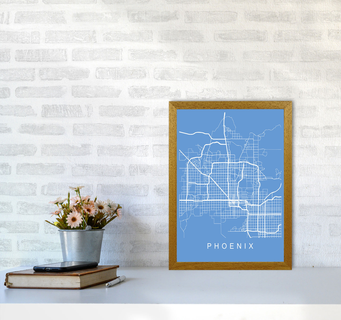 Phoenix Map Blueprint Art Print by Pixy Paper A3 Print Only