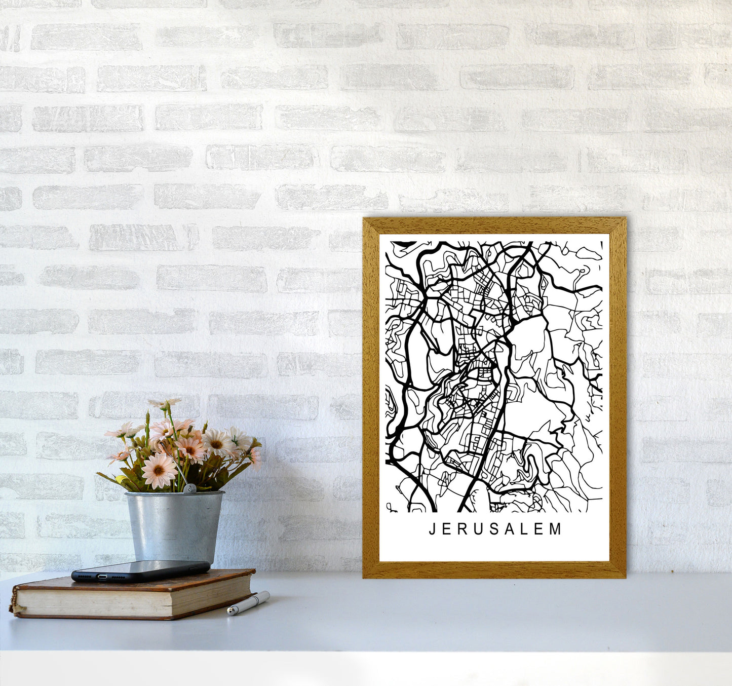 Jerusalem Map Art Print by Pixy Paper A3 Print Only