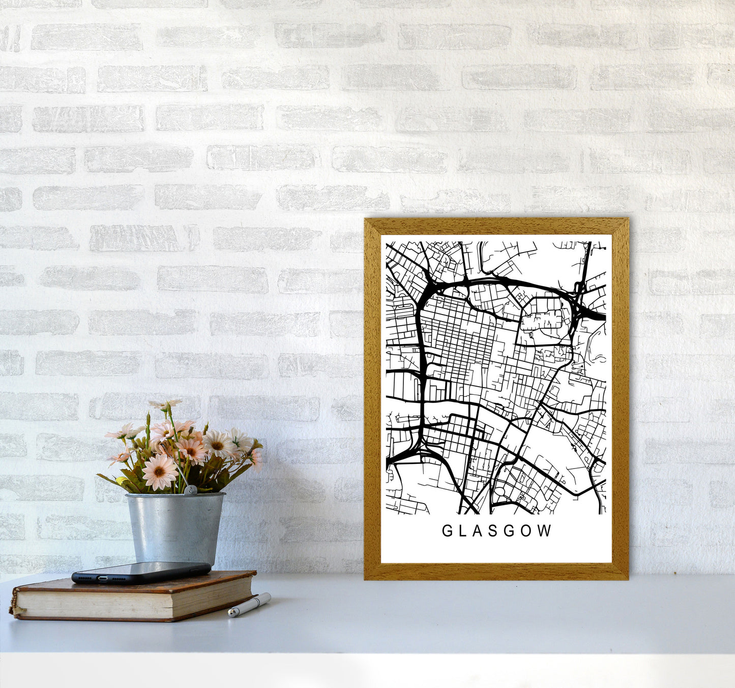 Glasgow Map Art Print by Pixy Paper A3 Print Only