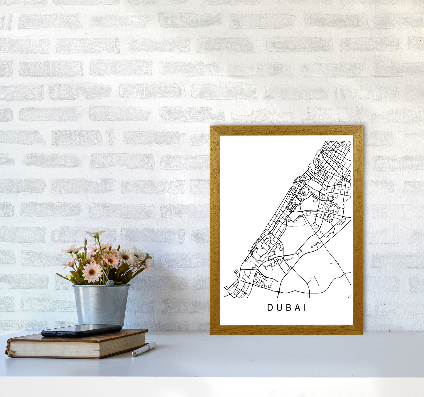 Dubai Map Art Print by Pixy Paper A3 Print Only