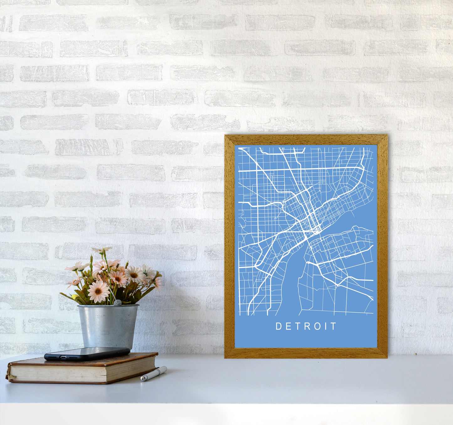 Detroit Map Blueprint Art Print by Pixy Paper A3 Print Only