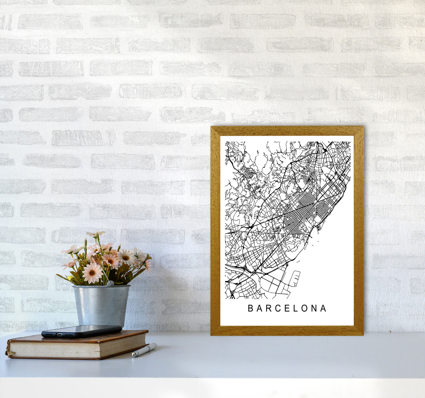 Barcelona Map Art Print by Pixy Paper A3 Print Only