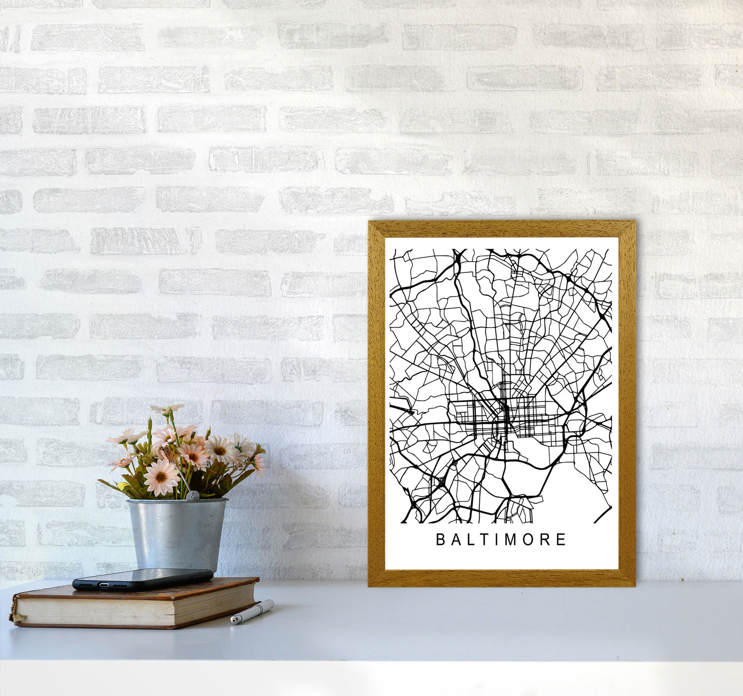 Baltimore Map Art Print by Pixy Paper A3 Print Only