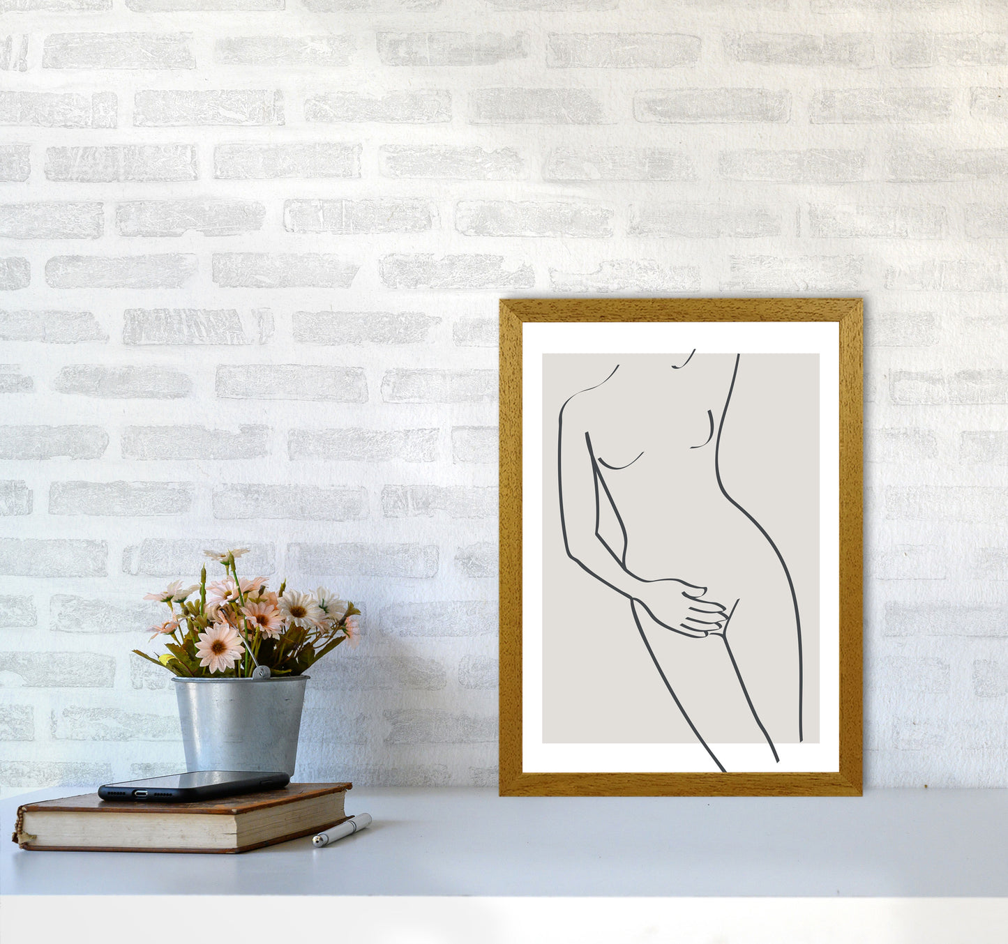 Inspired Stone Woman Line Art Black Art Print by Pixy Paper A3 Print Only