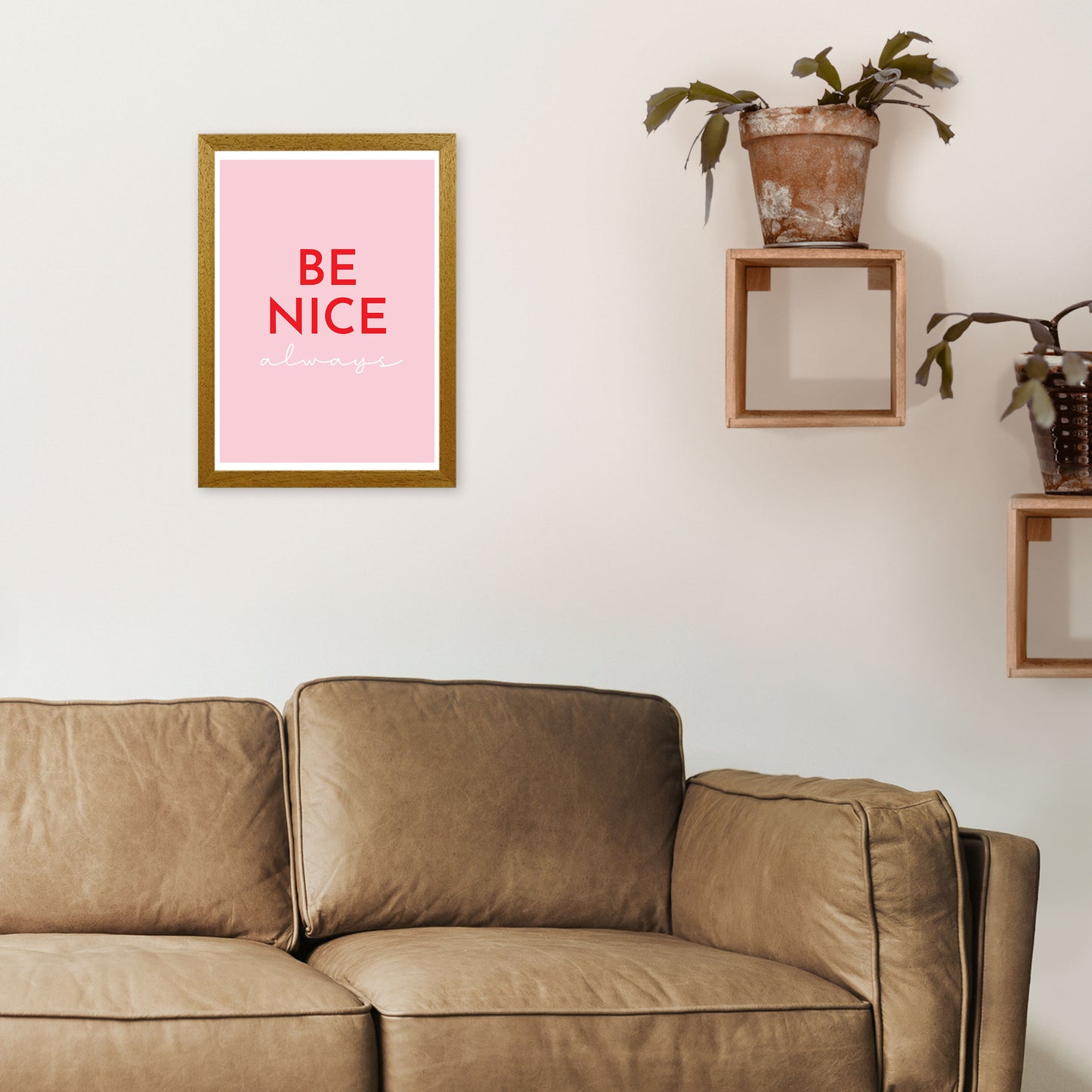 Be Nice Pink Art Print by Pixy Paper A3 Print Only