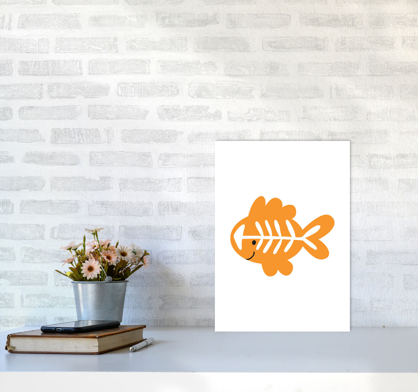Children's Animals, X-Ray Fish Modern Print A3 Black Frame