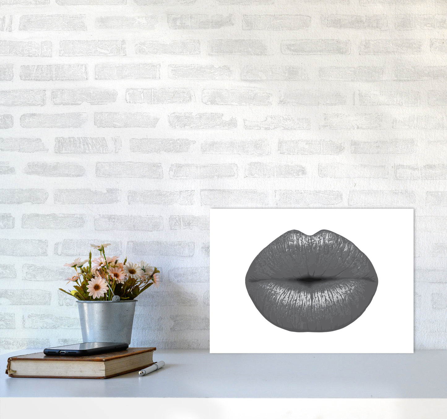 Lips Modern Print A3 Black Frame