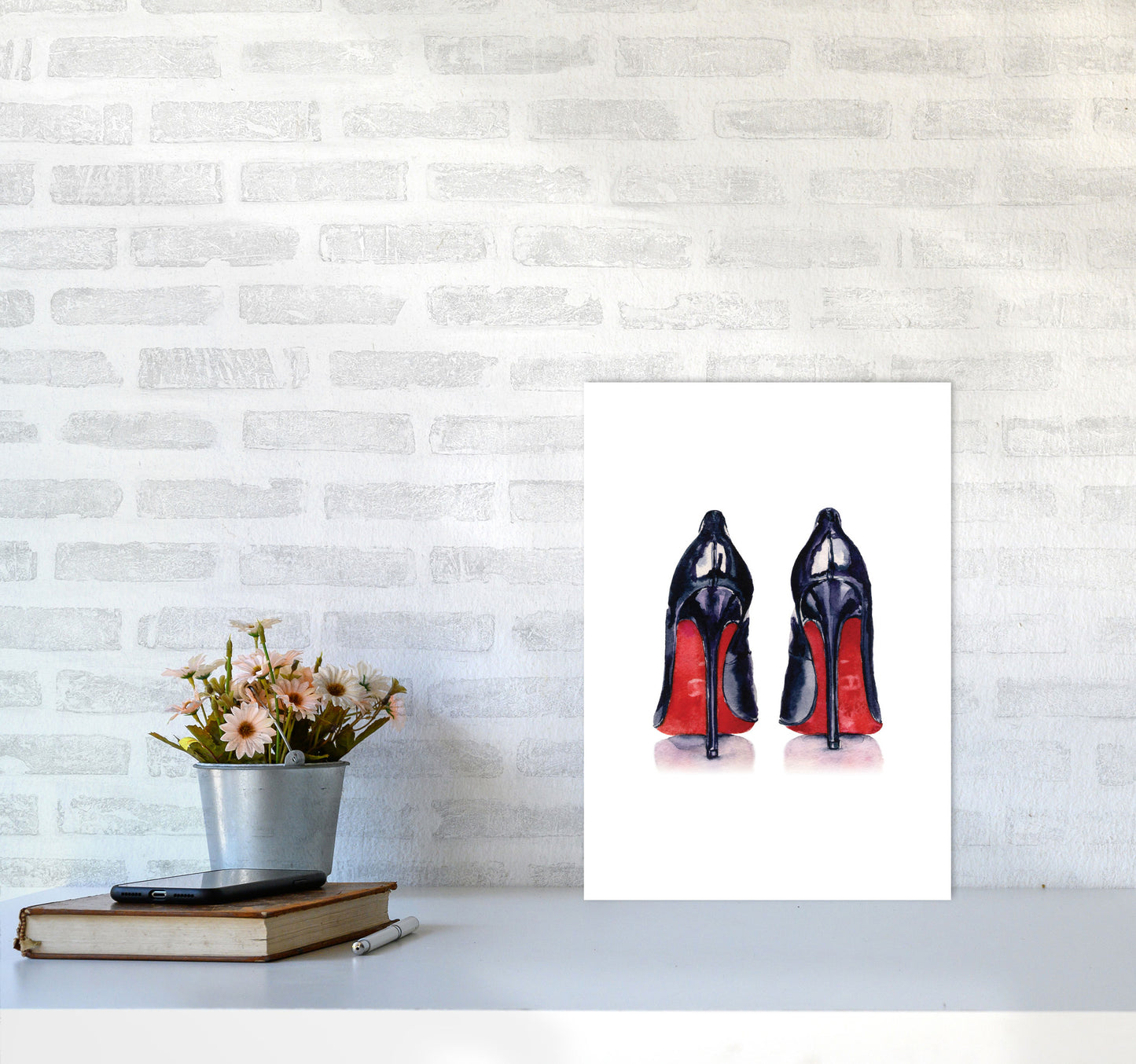 Black High Heels Modern Print A3 Black Frame