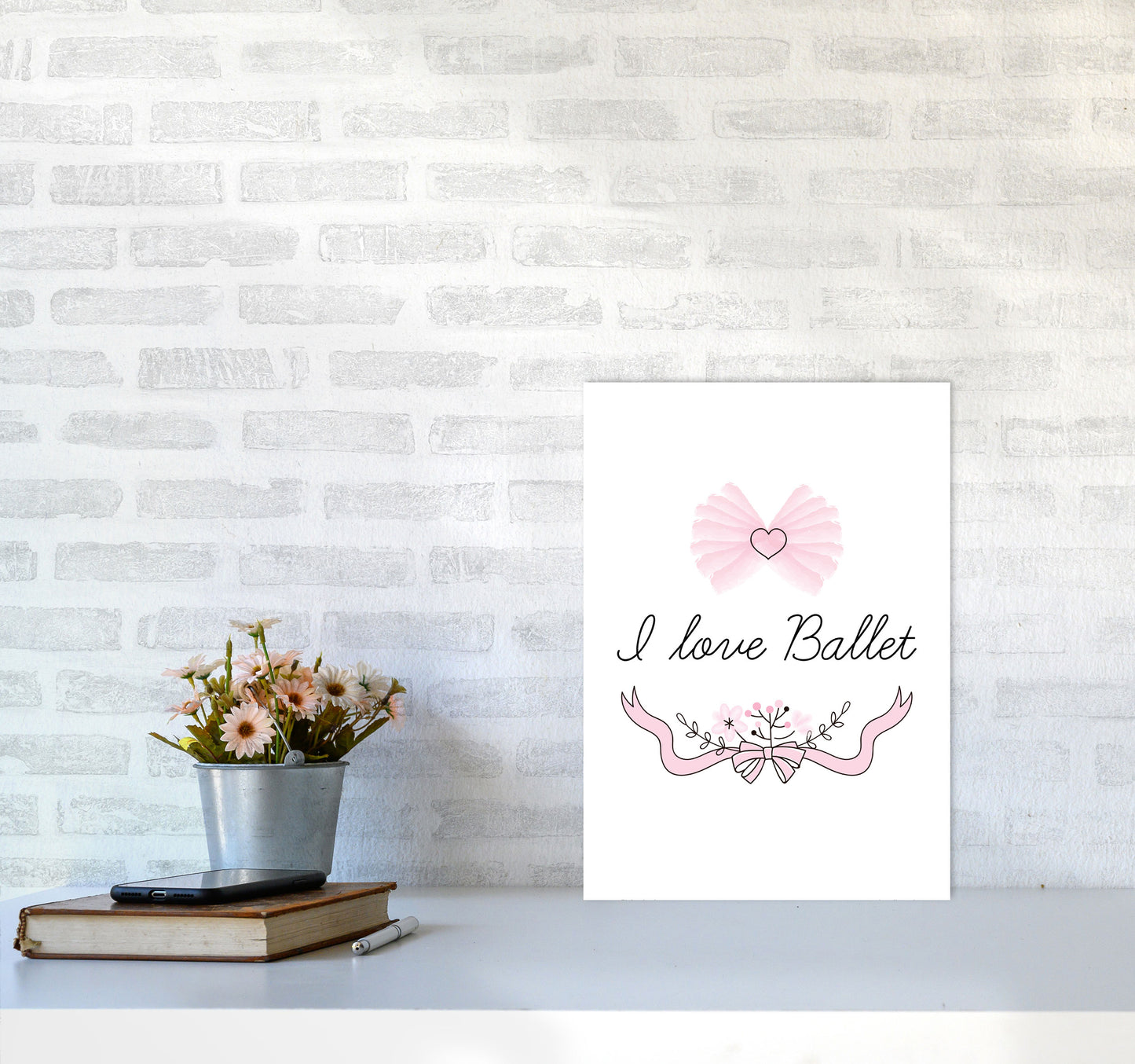 I Love Ballet Framed Nursey Wall Art Print A3 Black Frame