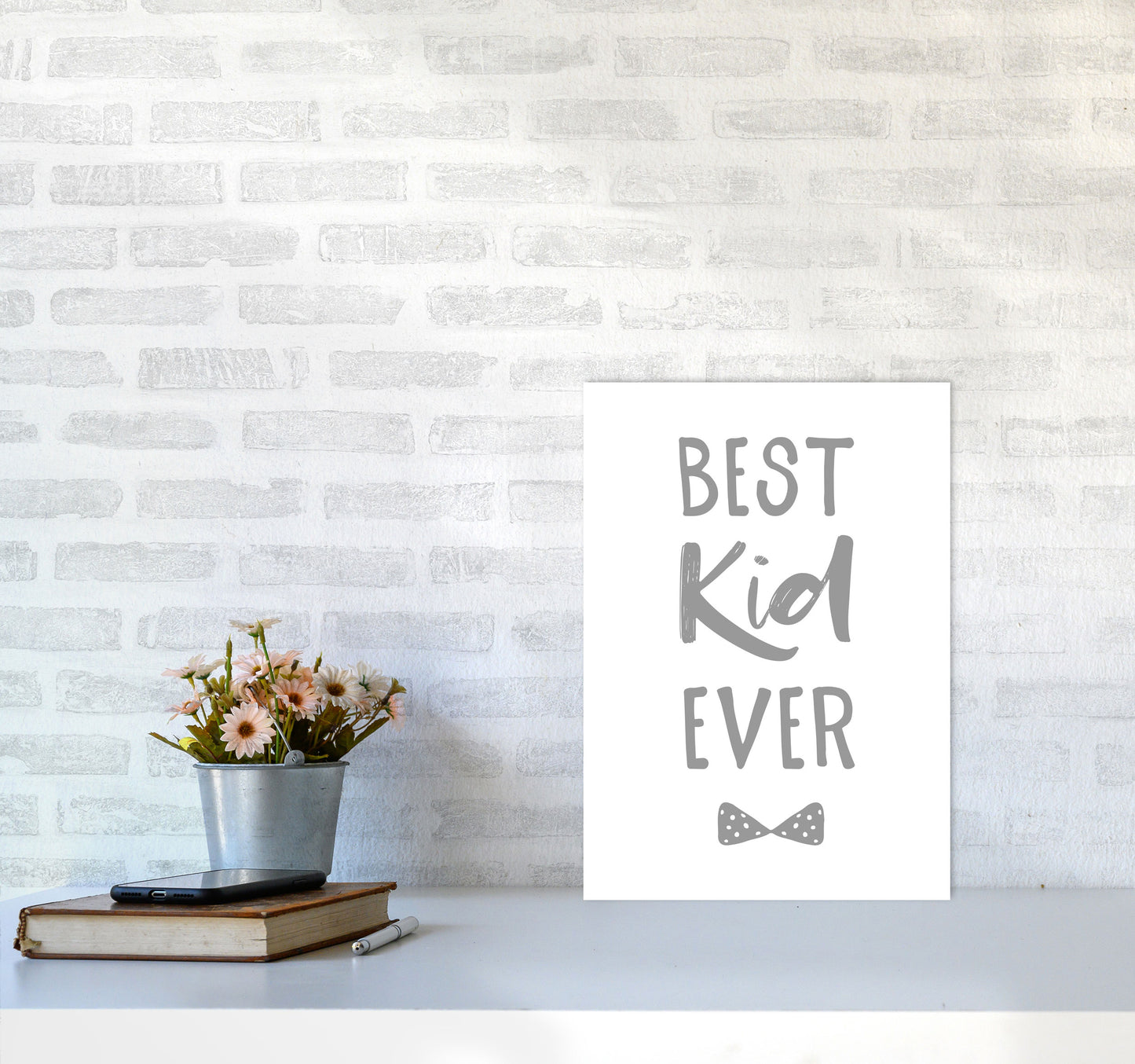 Best Kid Ever Grey Framed Nursey Wall Art Print A3 Black Frame