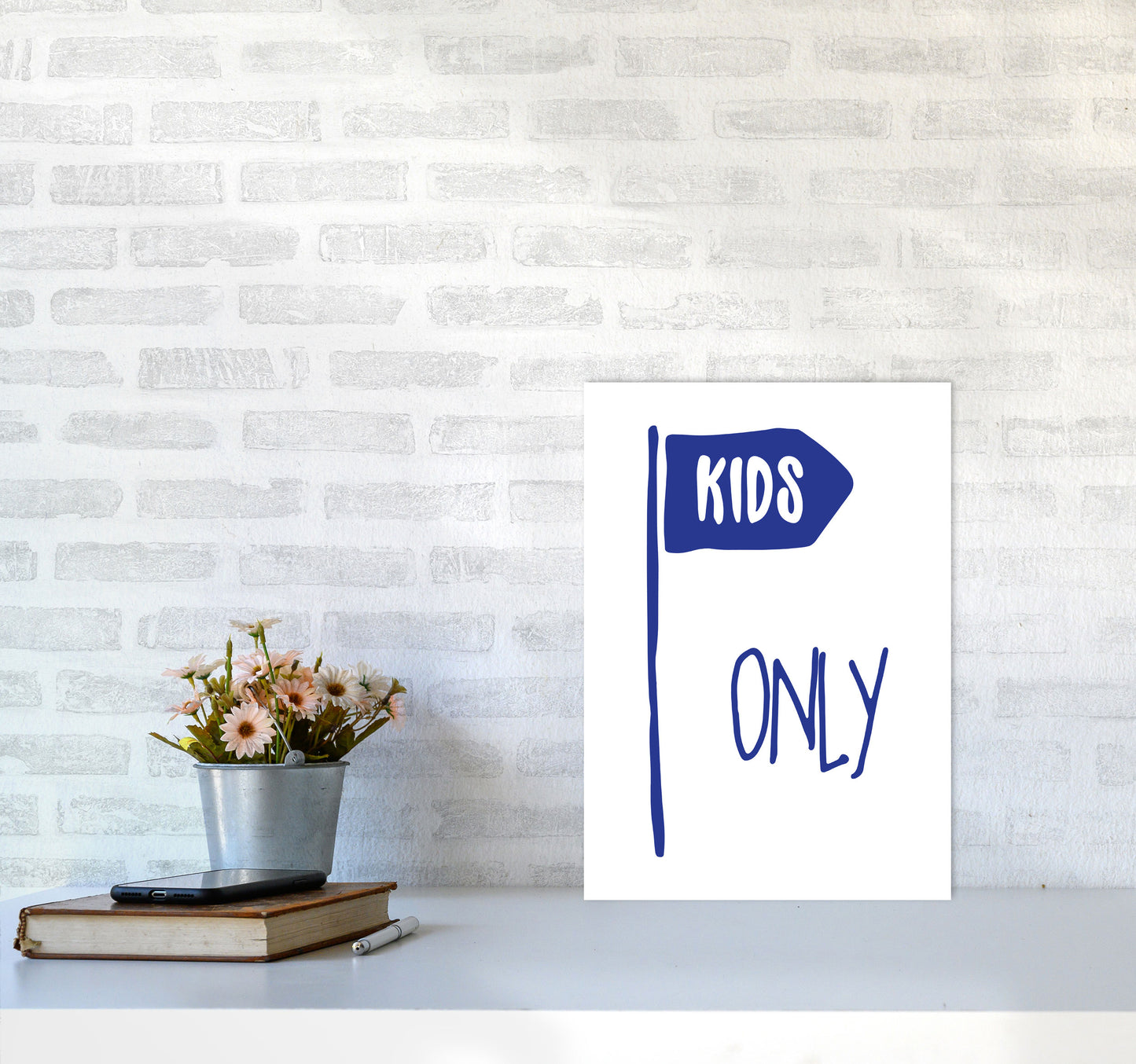 Kids Only Navy Framed Nursey Wall Art Print A3 Black Frame