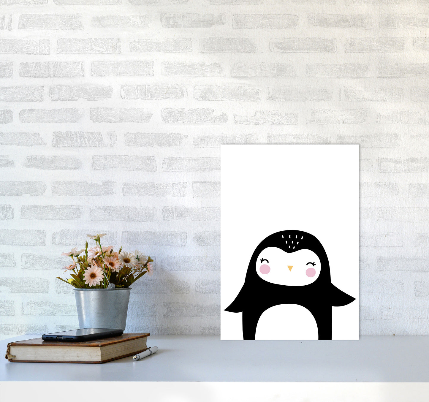 Penguin Modern Print Animal Art Print A3 Black Frame