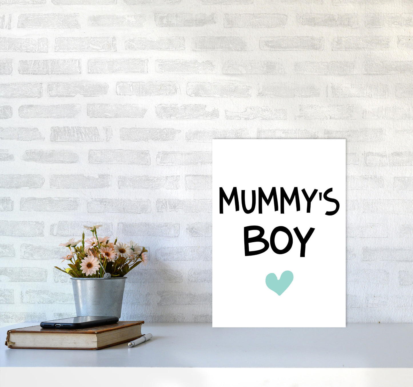 Mummy's Boy Mint Framed Nursey Wall Art Print A3 Black Frame