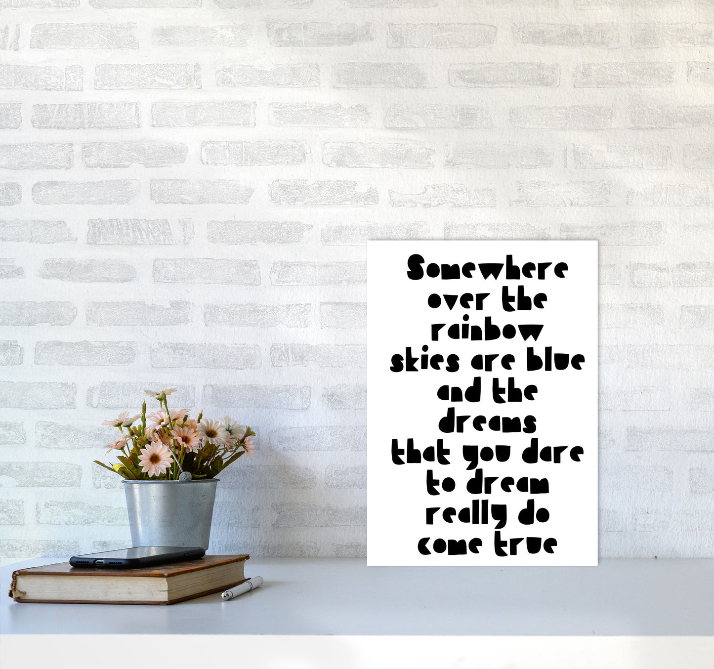 Somewhere Over The Rainbow Black Modern Print A3 Black Frame