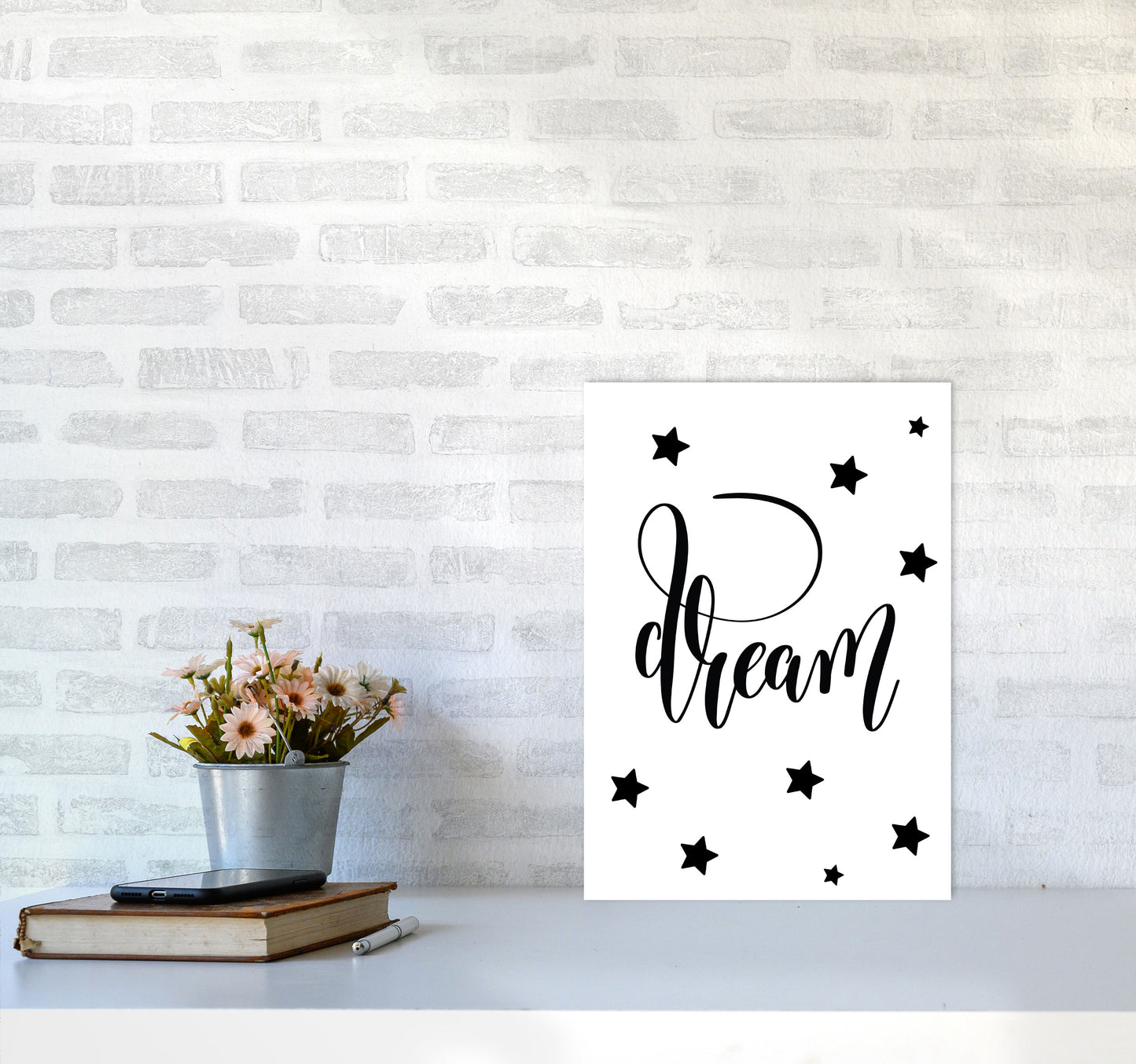 Dream Black Framed Typography Wall Art Print A3 Black Frame