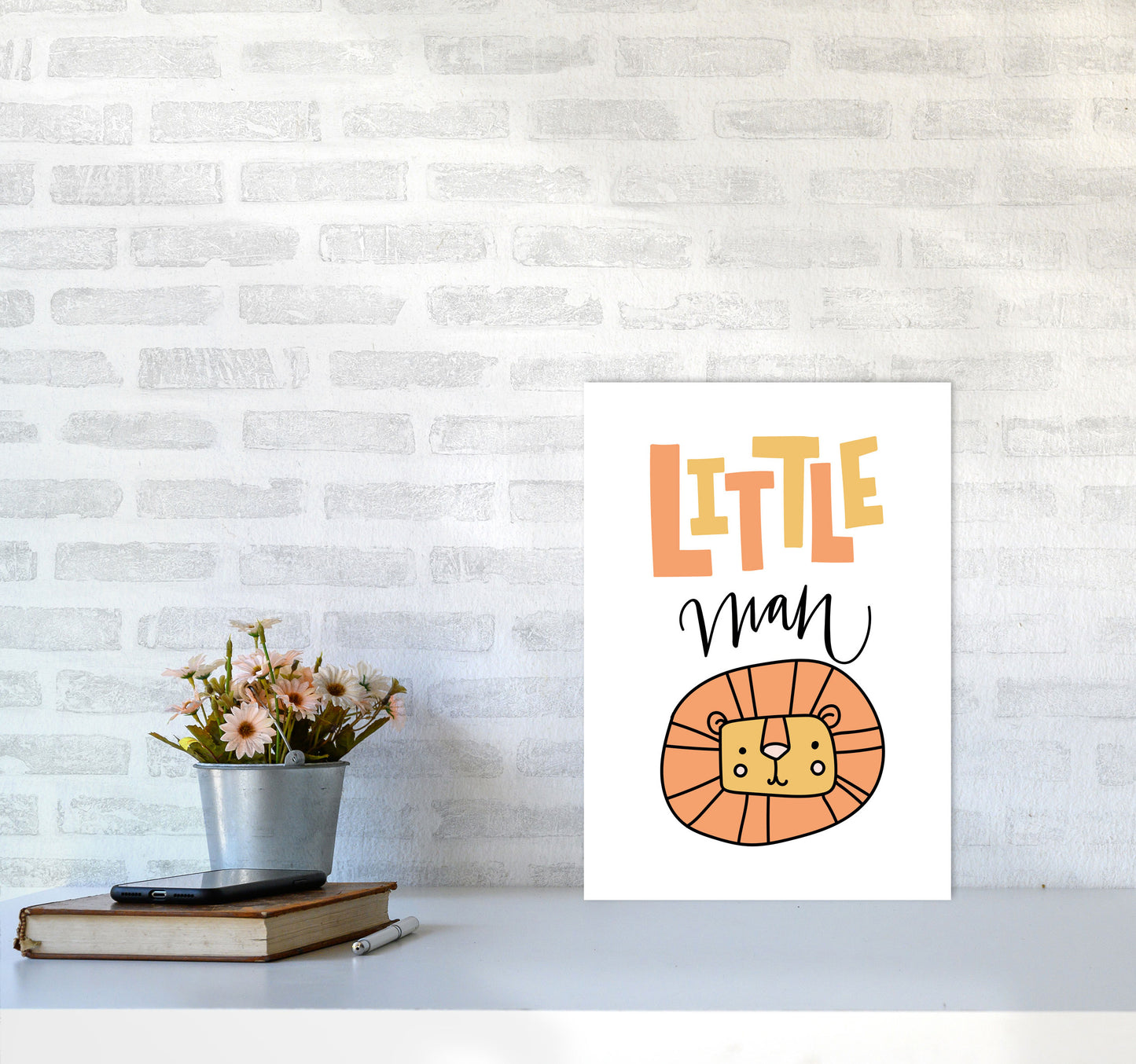 Little Lion Man Framed Nursey Wall Art Print A3 Black Frame