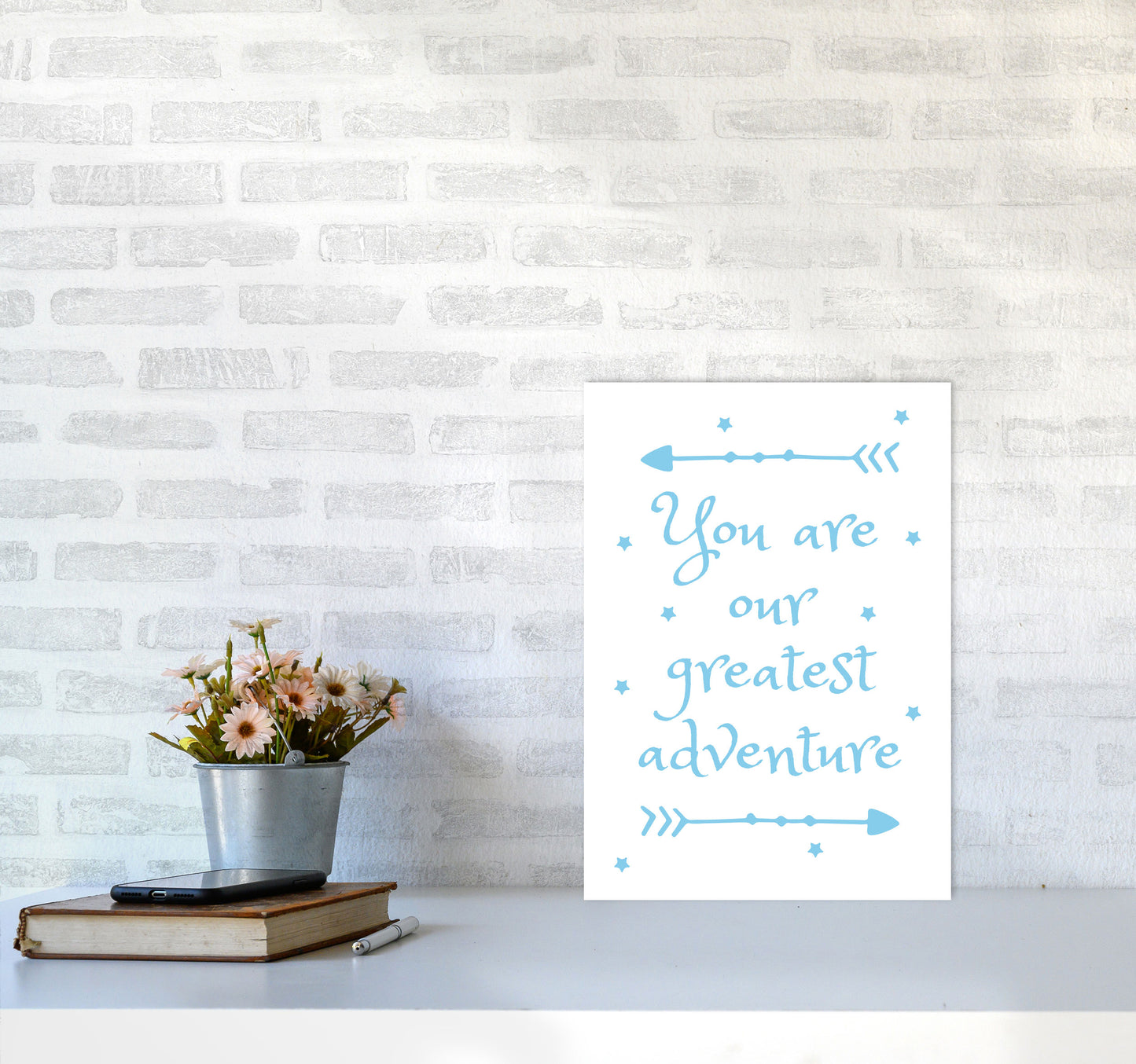 You Are Our Greatest Adventure Blue Modern Print A3 Black Frame