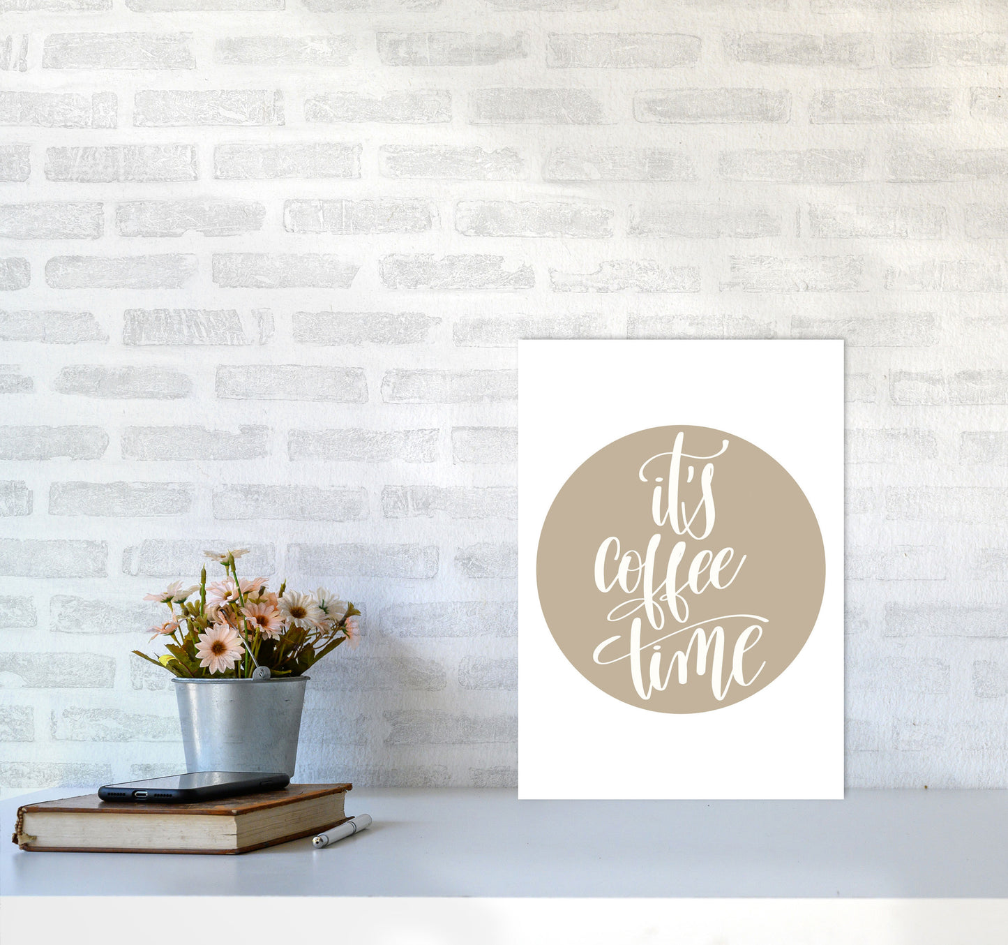 It's Coffee Time Framed Typography Wall Art Print A3 Black Frame