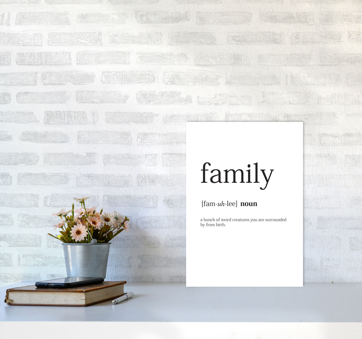 Family Framed Typography Wall Art Print A3 Black Frame