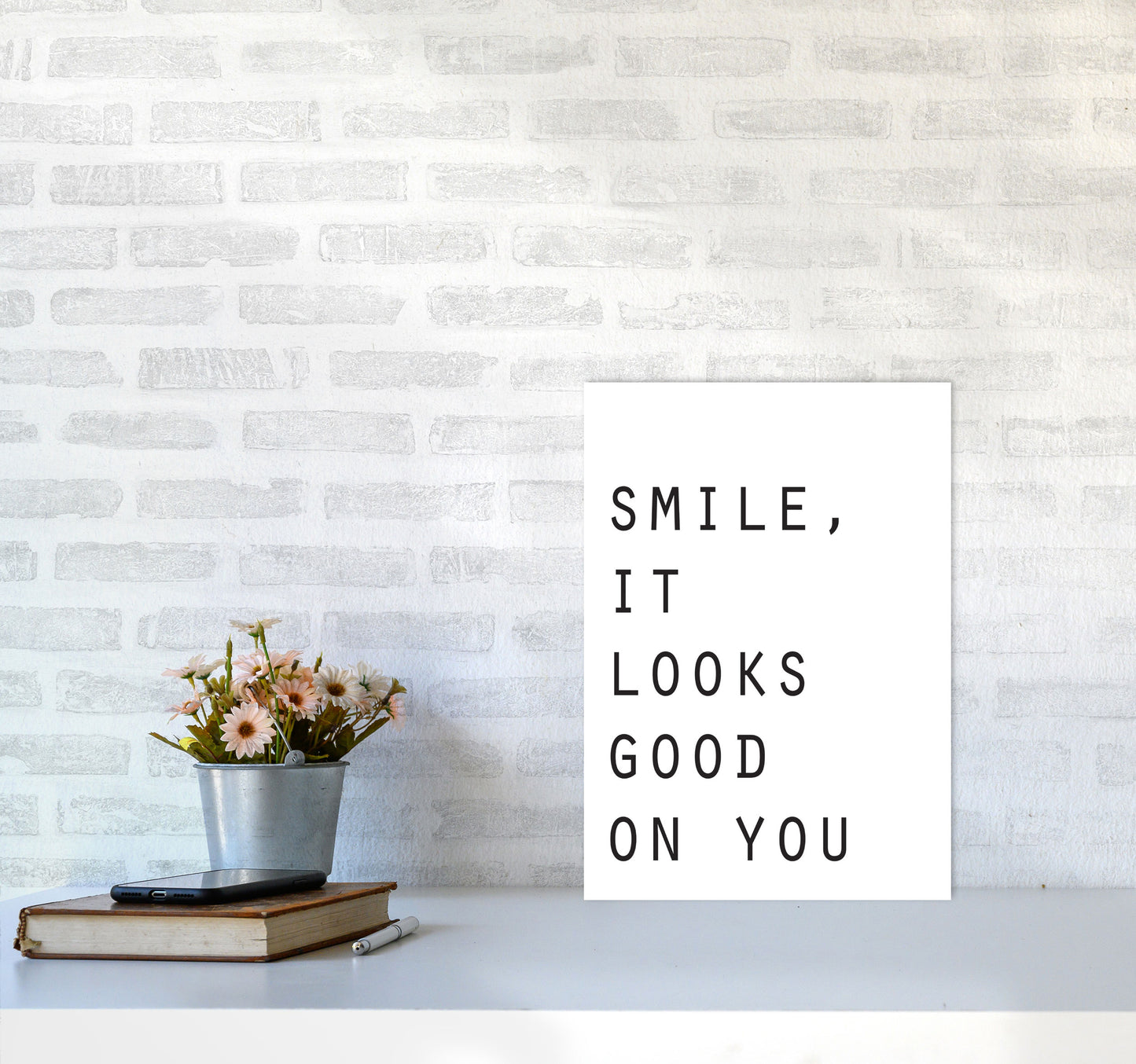 Smile, It Looks Good On You Modern Print A3 Black Frame