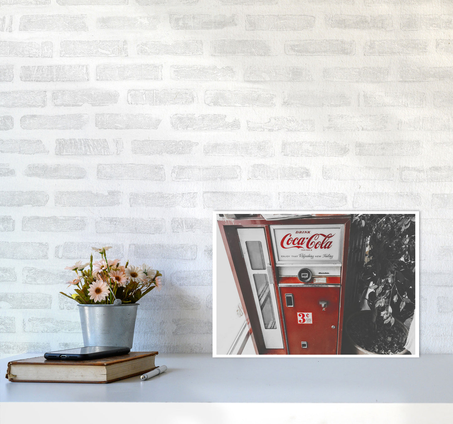 Coca Cola Vending Machine Modern Print A3 Black Frame