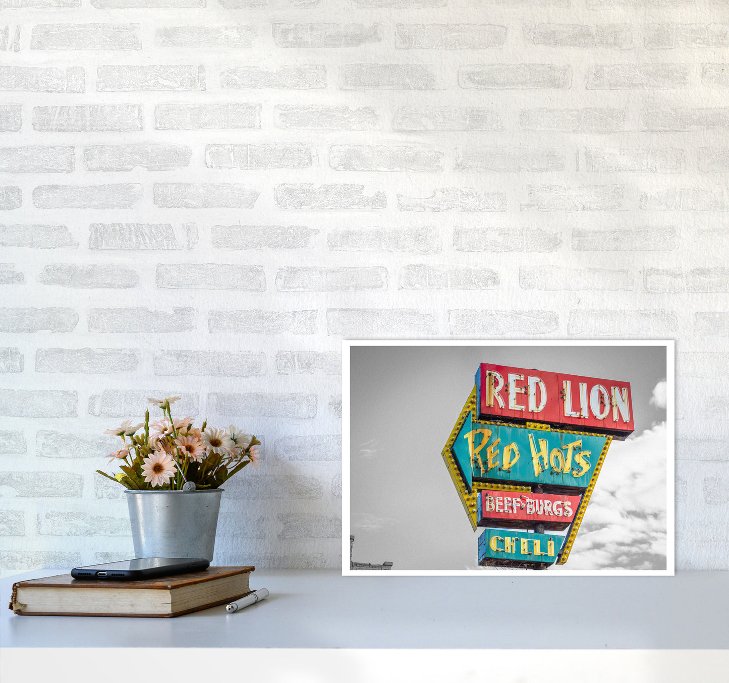 Vintage American Billboard Modern Print A3 Black Frame