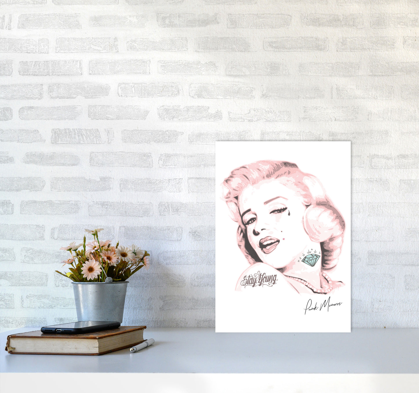 Pink Punk Monroe Modern Print A3 Black Frame