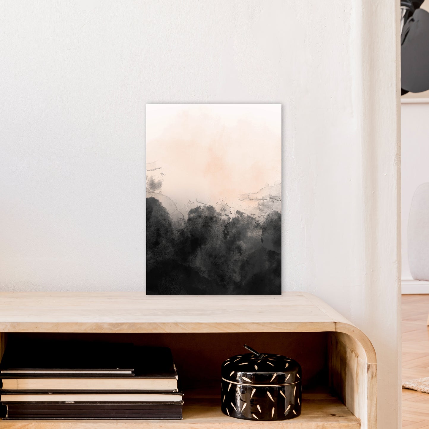 Nude And Black Watercolour 3 Art Print by Pixy Paper A3 Black Frame