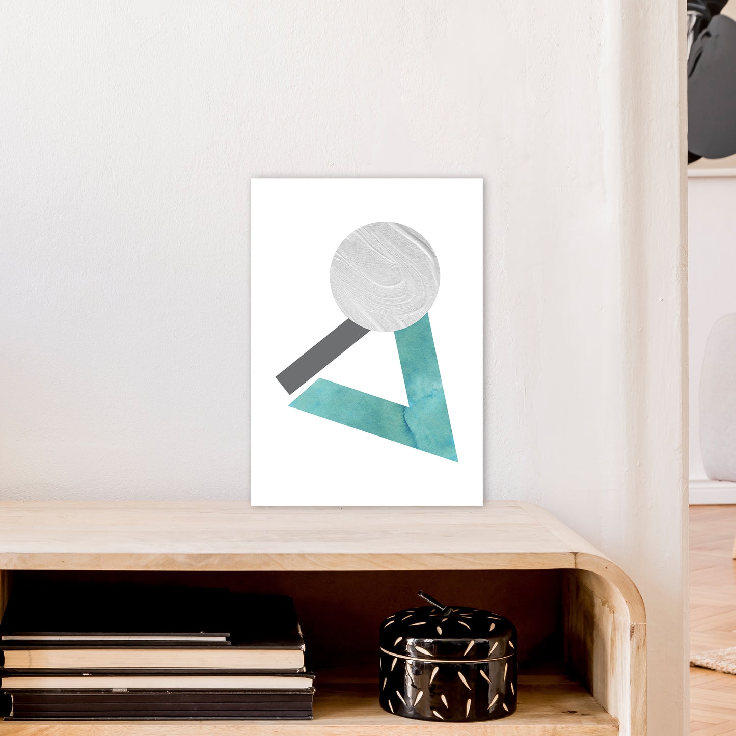 Marble Teal And Silver 3 Art Print by Pixy Paper A3 Black Frame