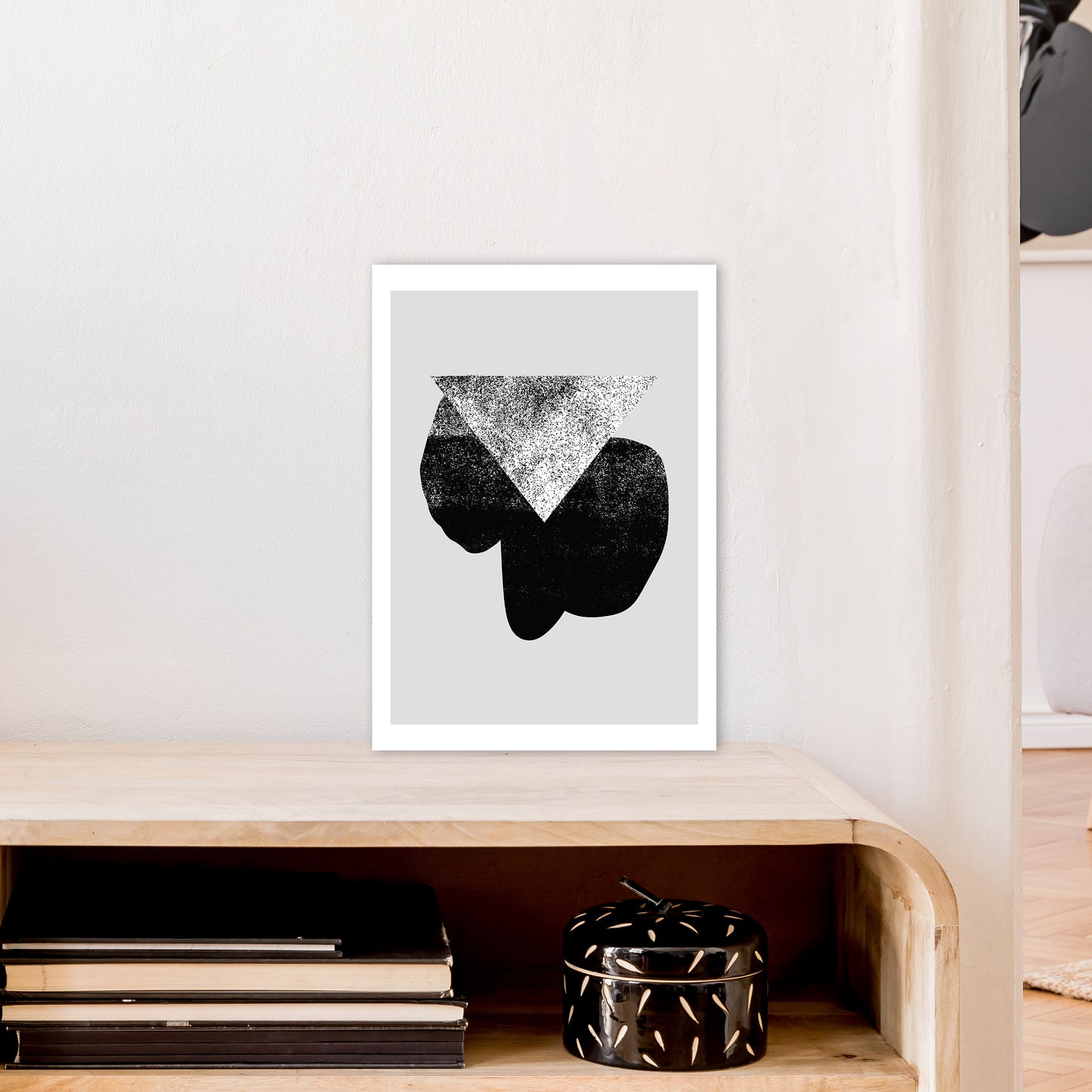 Graffiti Black And Grey Triangle Art Print by Pixy Paper A3 Black Frame