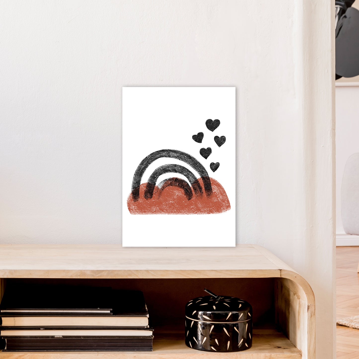 Dalia Chalk Black Rainbow Art Print by Pixy Paper A3 Black Frame