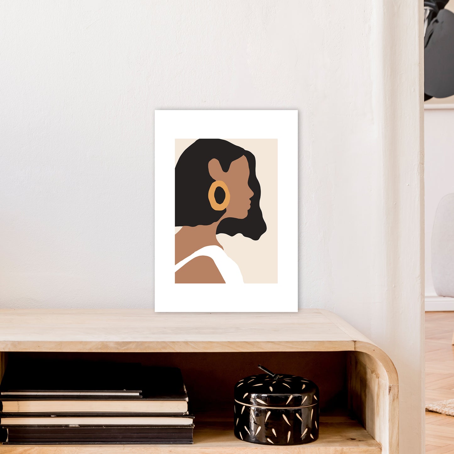 Mica Girl With Earring N6 Art Print by Pixy Paper A3 Black Frame