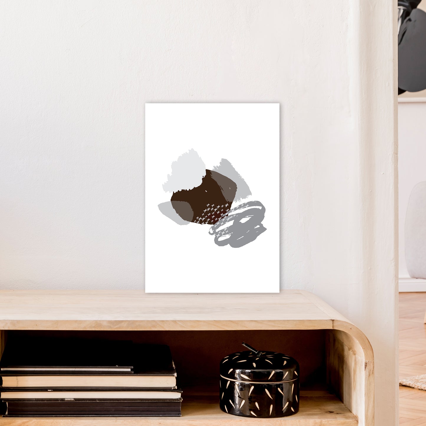 Mismatch Grey And Black Art Print by Pixy Paper A3 Black Frame