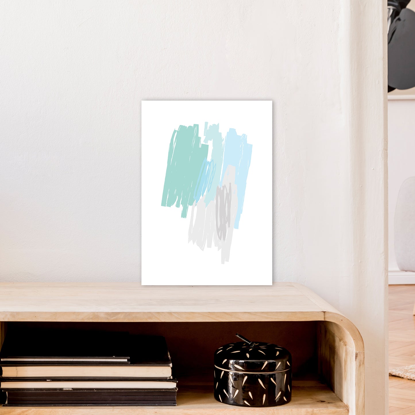 Mint Scribbles Drawings Art Print by Pixy Paper A3 Black Frame